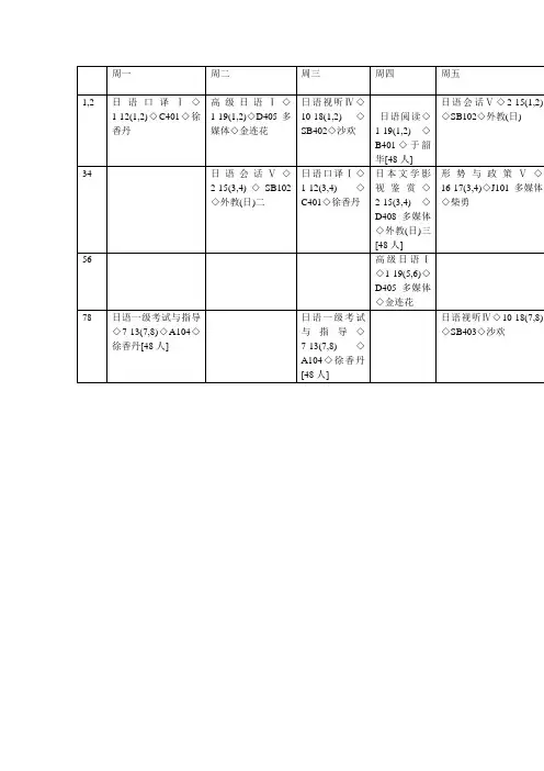 一班课表