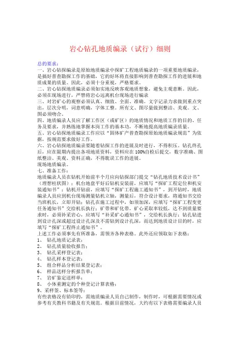 岩心钻孔地质编录(试行)细则 2