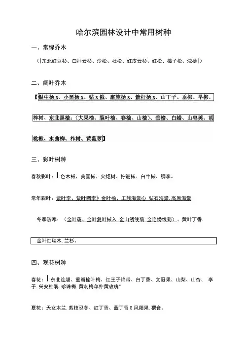 哈尔滨园林设计中常用树种