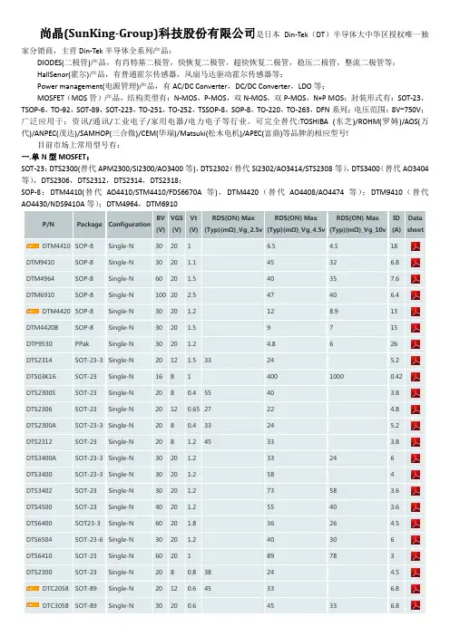 Din-Tek半导体MOSFET产品选型表
