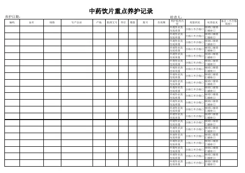 中药饮片重点养护记录
