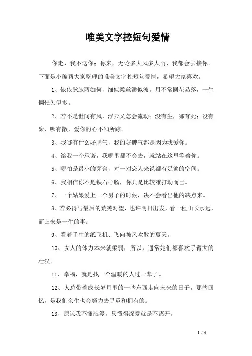 唯美文字控短句爱情