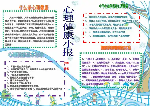 心理健康知识电子小报手抄报黑板报wordA4模板可编辑可打印