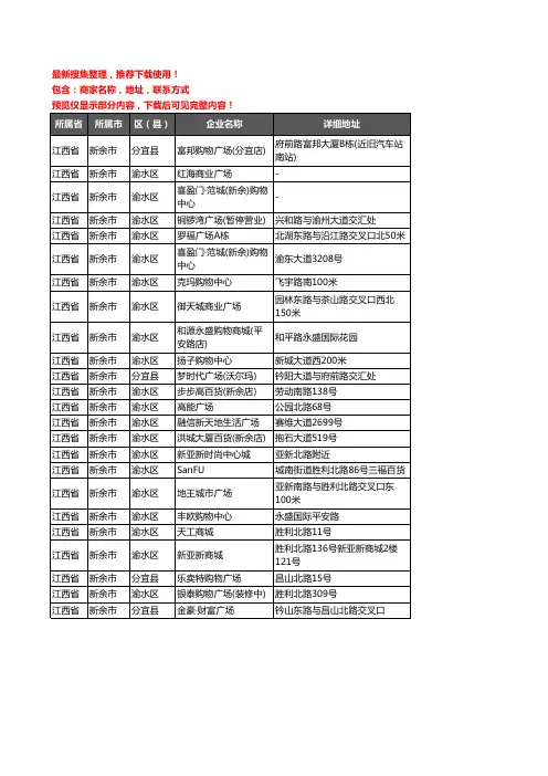 新版江西省新余市商场企业公司商家户名录单联系方式地址大全24家