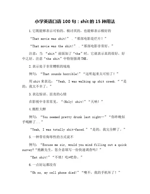 小学英语口语100句：shit的15种用法