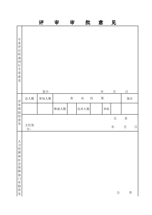 高级职称评审评审表