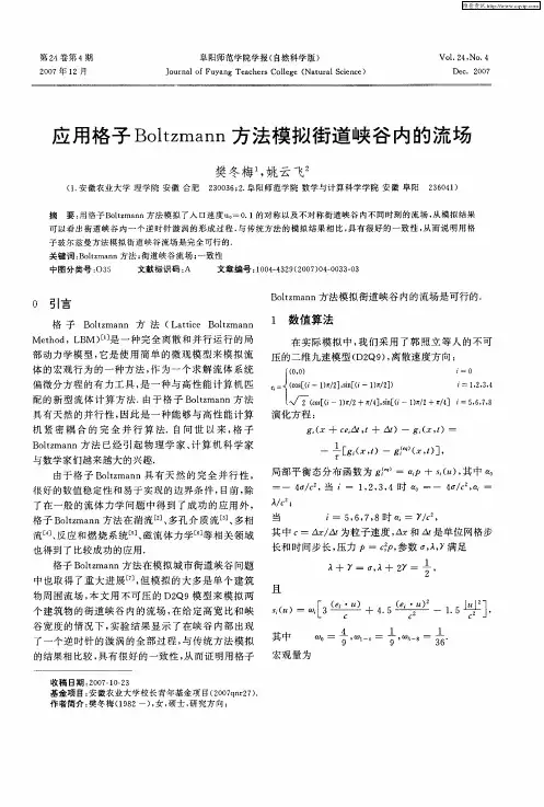 应用格子Boltzmann方法模拟街道峡谷内的流场