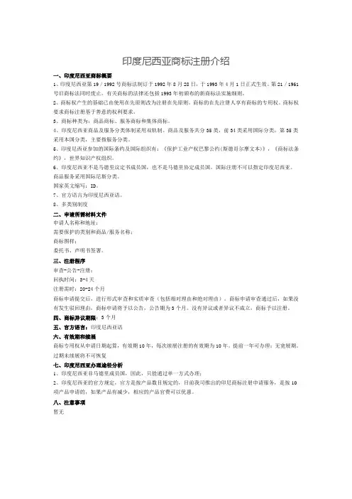 印度尼西亚商标注册介绍