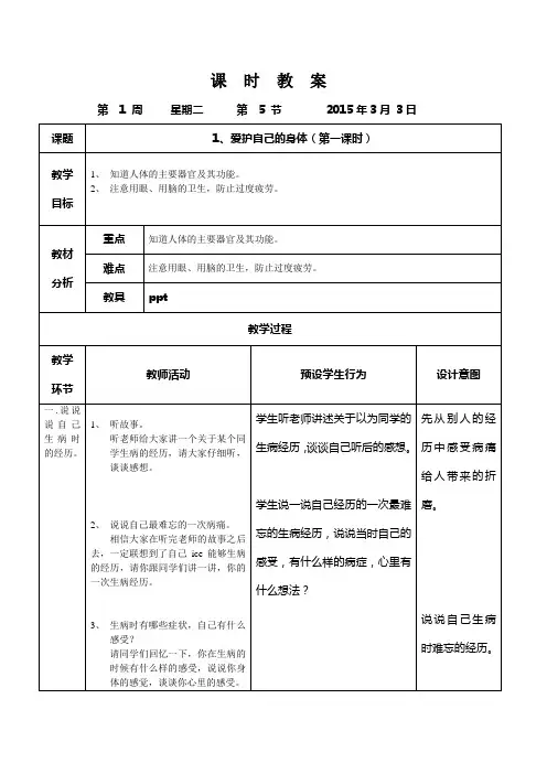 爱护我们的身体1