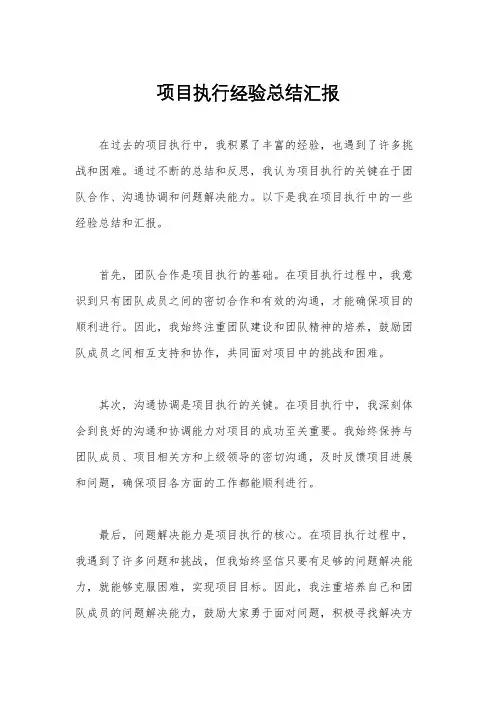 项目执行经验总结汇报