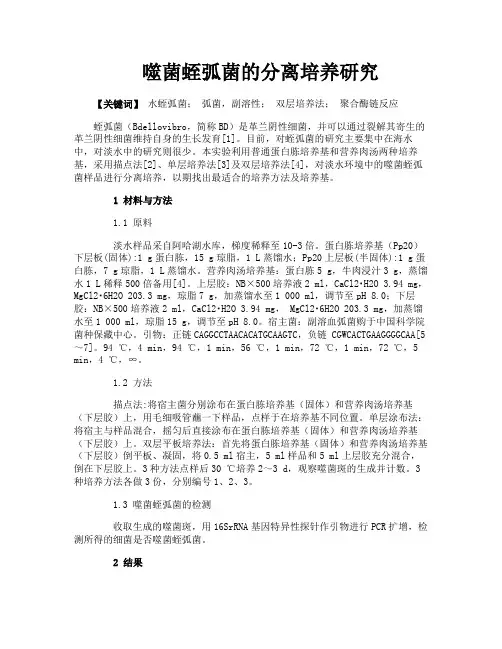 噬菌蛭弧菌的分离培养研究