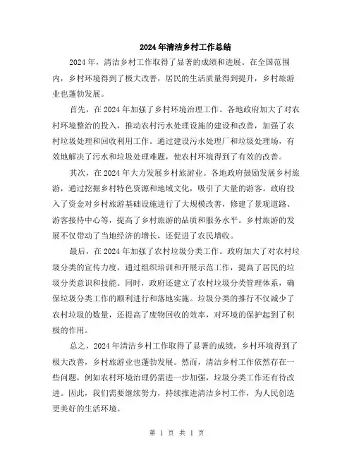 2024年清洁乡村工作总结
