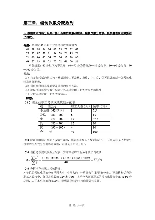 统计学原理计算题复习(六种题型重点)[1]