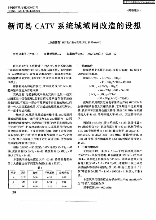 新河县CATV系统城域网改造的设想