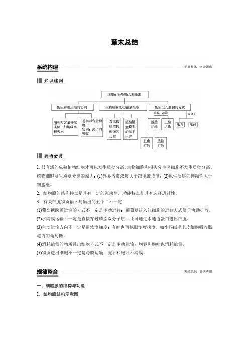 2018-2019版生物新学案同步必修1第4章 章末总结