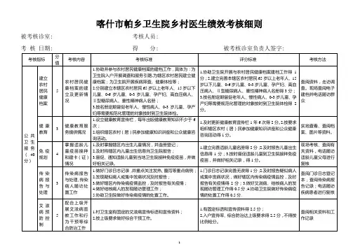最新乡村医生绩效考核细则