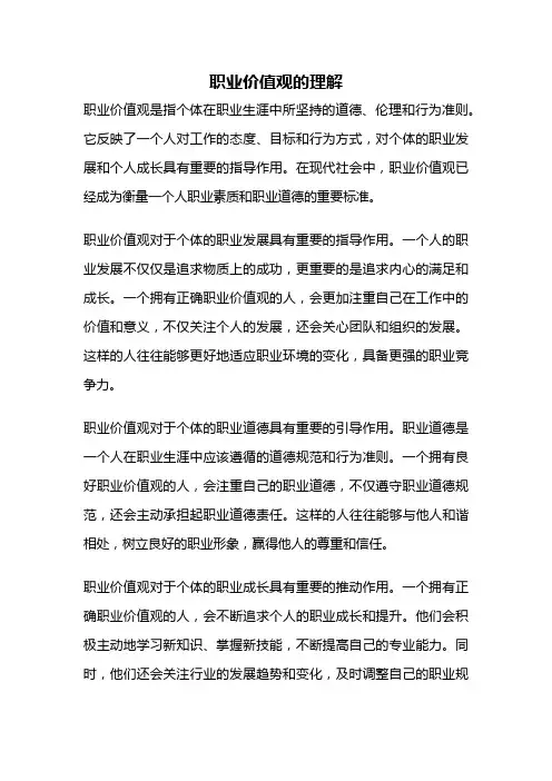 职业价值观的理解