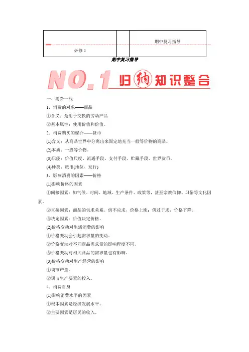 2015-2016学年高一政治备课学案期中复习指导.doc