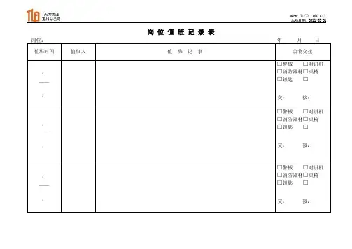 岗位值班记录表