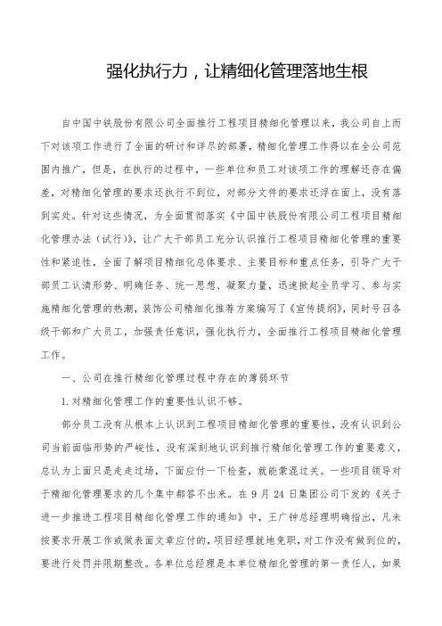 【精细化管理】强化执行力,让精细化管理落地生根