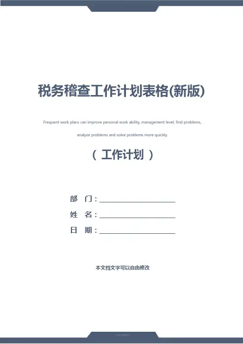 税务稽查工作计划表格(新版)