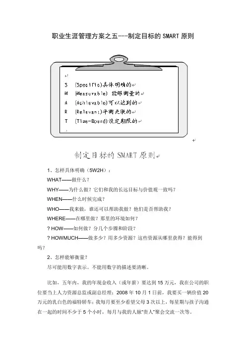 职业生涯管理方案之五---制定目标的SMART原则