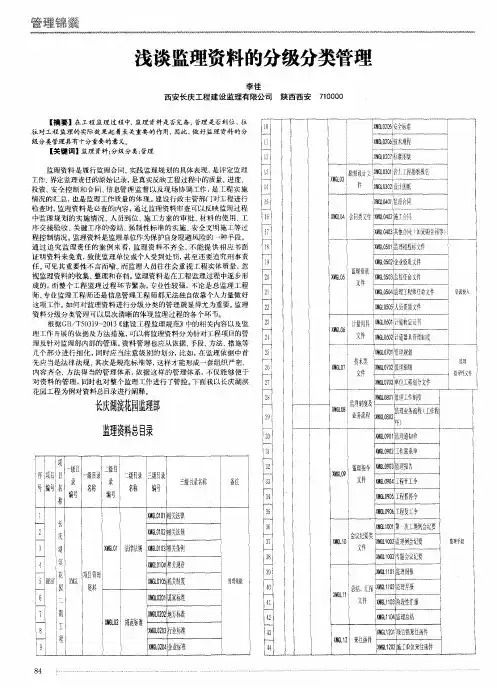 浅谈监理资料的分级分类管理