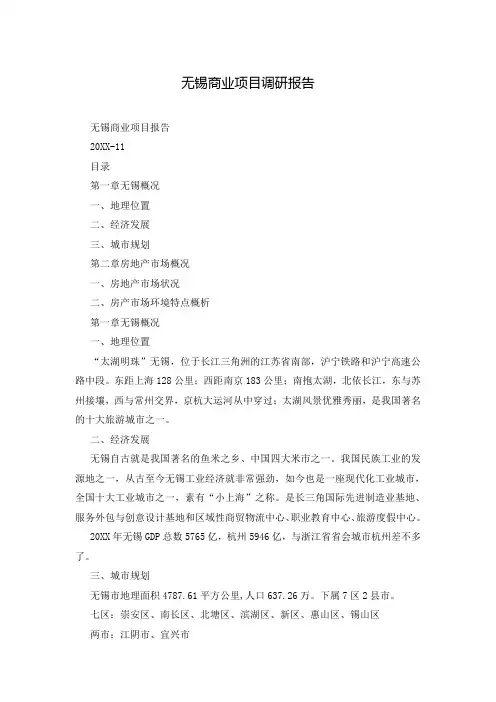 无锡商业项目调研报告
