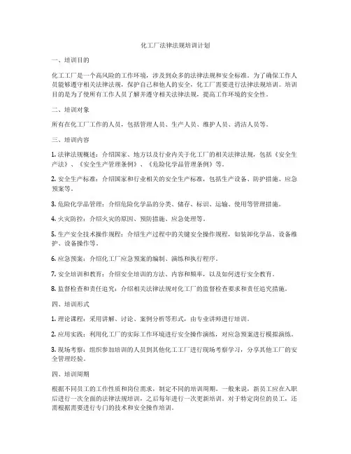 化工厂法律法规培训计划