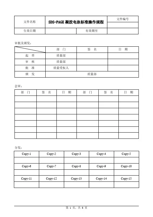 SOP-C SDS-PAGE凝胶电泳标准操作规程