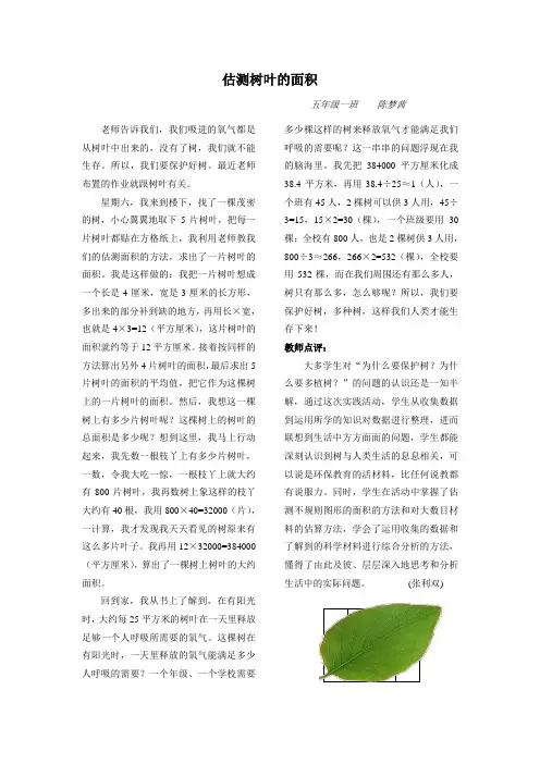 估测树叶的面积