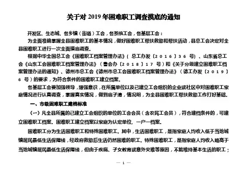 关于对2019年困难职工调查摸底的通知模板
