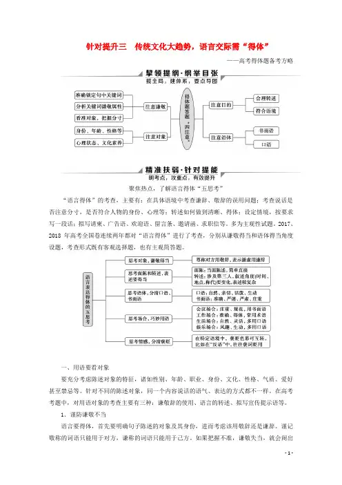 (京津鲁琼版)2020版高考语文二轮复习专题七针对提升三传统文化大趋势,语言交际需“得体”教案
