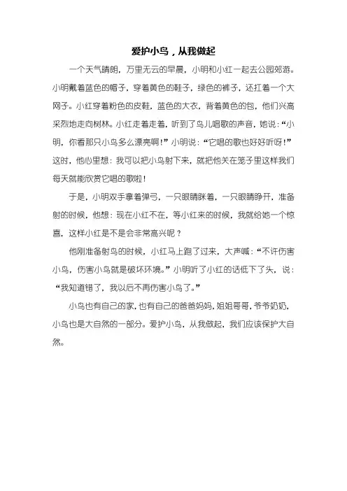 二年级作文：爱护小鸟,从我做起作文400字