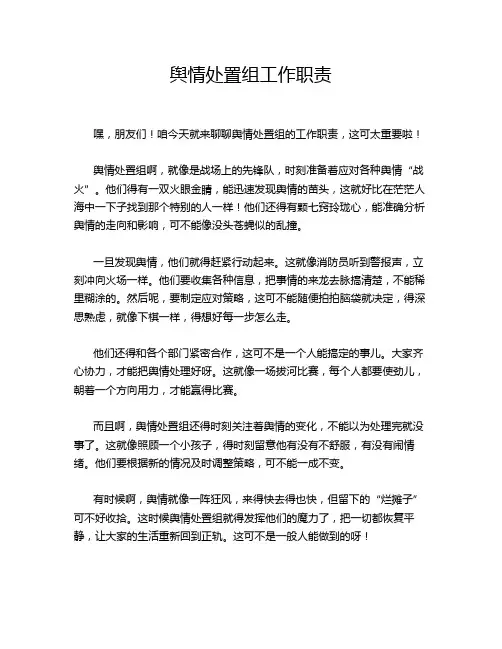 舆情处置组工作职责