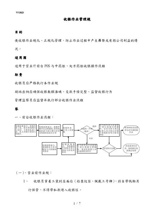 前台收银管理规范流程图
