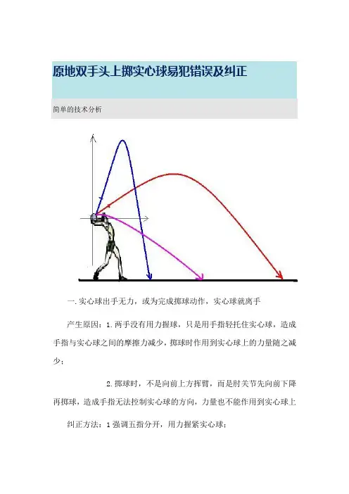 原地双手头上掷实心球易犯错误及纠正