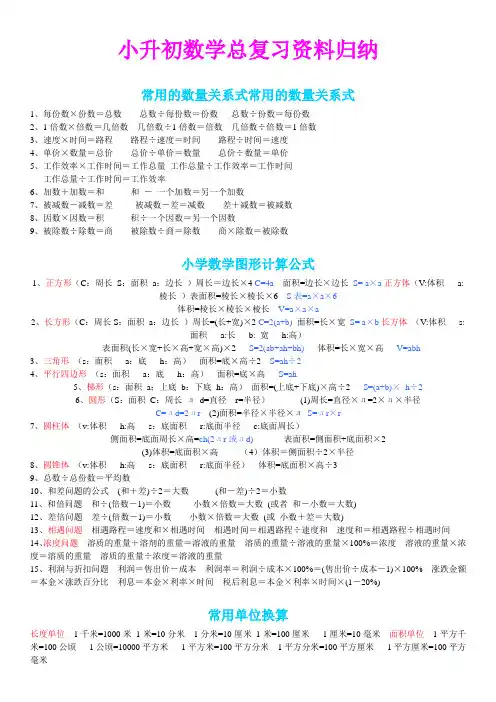 小升初数学总复习_资料归纳