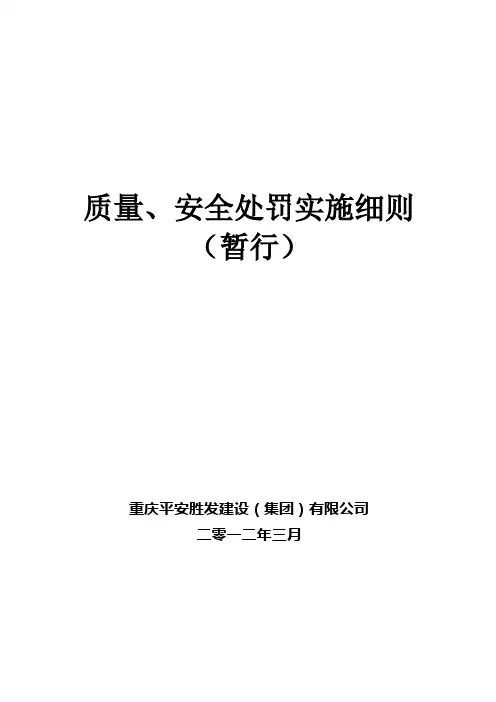 质量、安全处罚实施细则