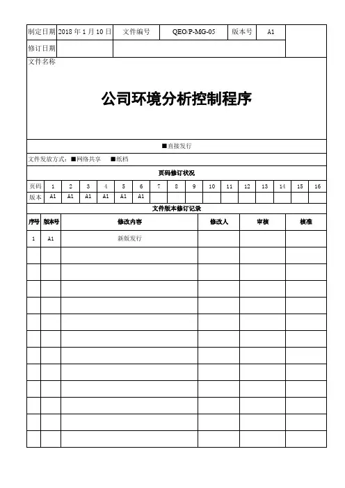 公司环境分析控制程序