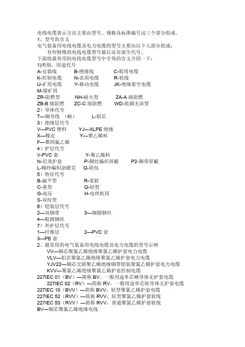 7电缆规格型号及表示含义