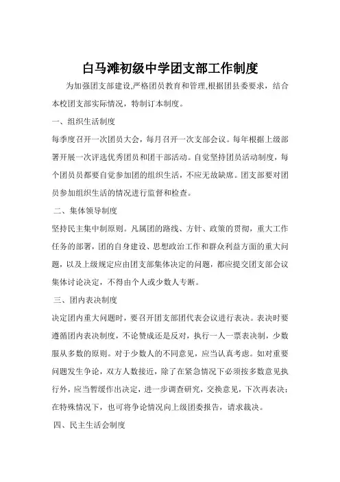 白马滩初级中学团支部工作制度