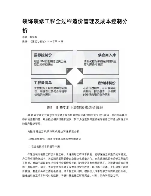 装饰装修工程全过程造价管理及成本控制分析