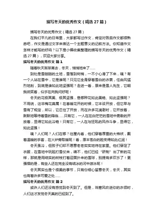 描写冬天的优秀作文（精选27篇）