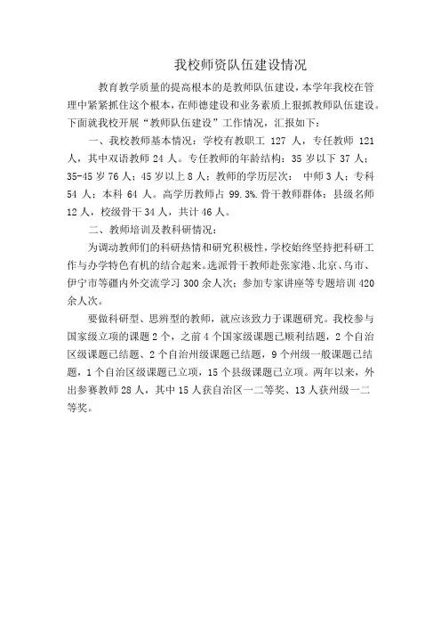 教师队伍建设情况