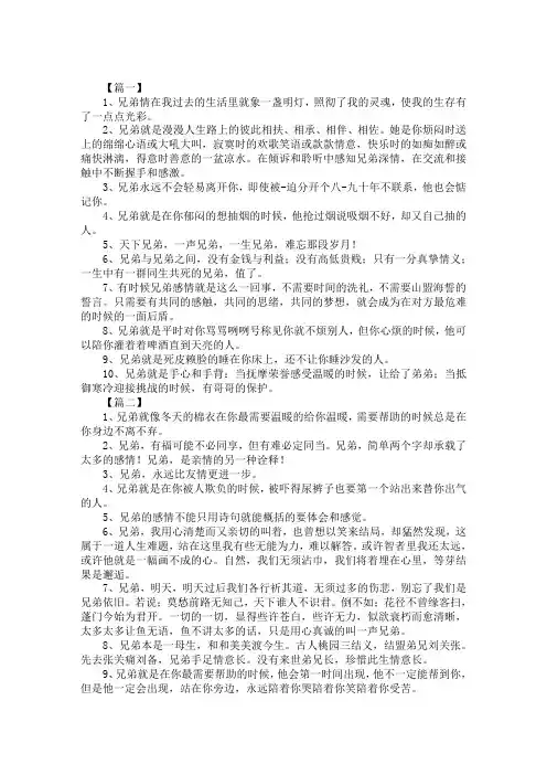 表达兄弟情深的句子大全