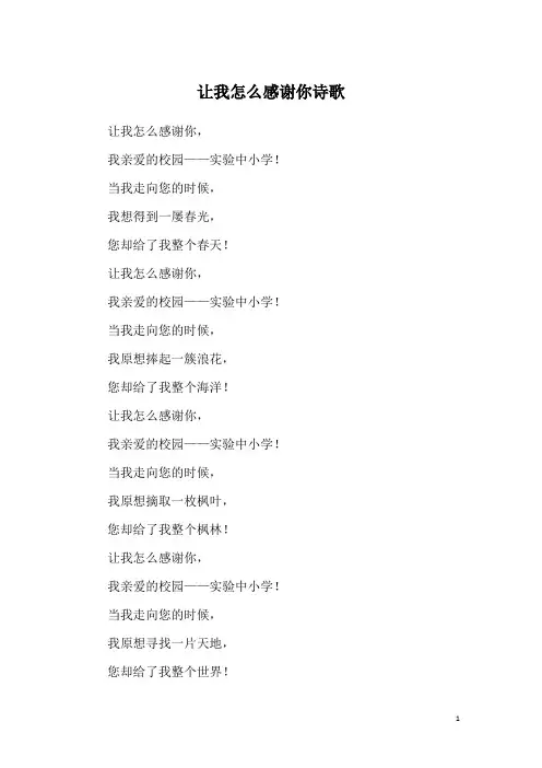 让我怎么感谢你诗歌