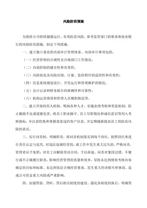 风险防范预案