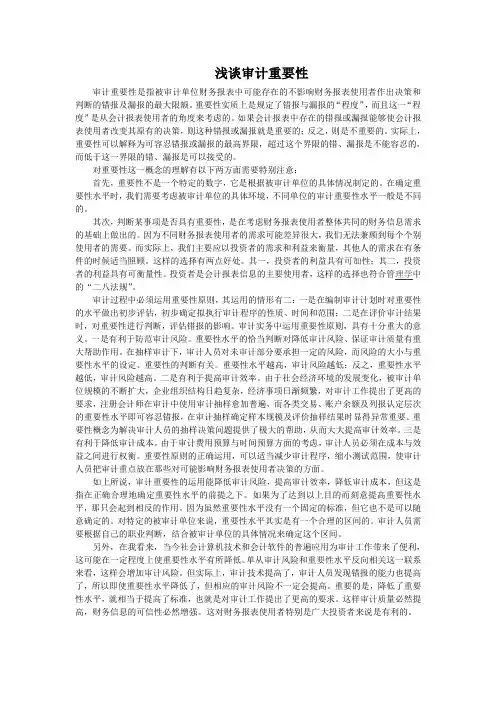 浅谈审计重要性
