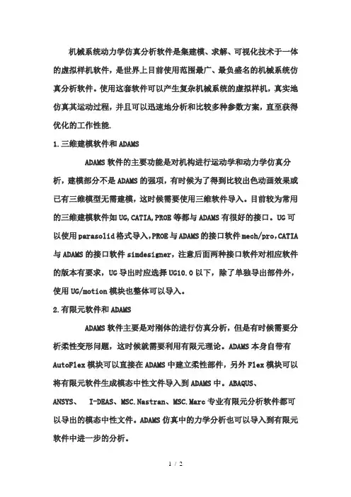 ADAMS-和其他软件的联合运用